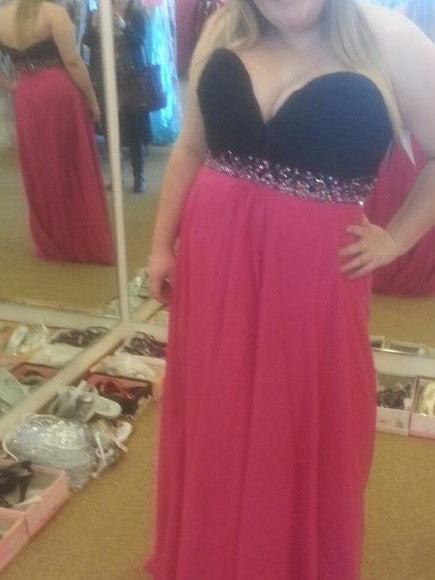 Gorgeous Sweetheart Beading Sleeveless Long Chiffon Plus Size Prom Dress-ballbellauk