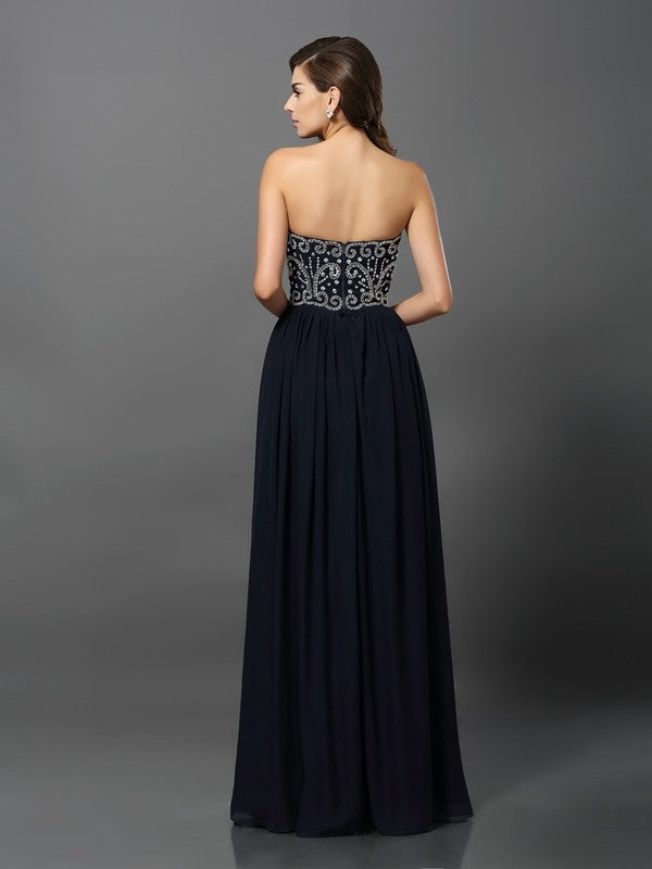 Gorgeous Sweetheart Beading Sleeveless Long Evening Dress Chiffon-ballbellauk