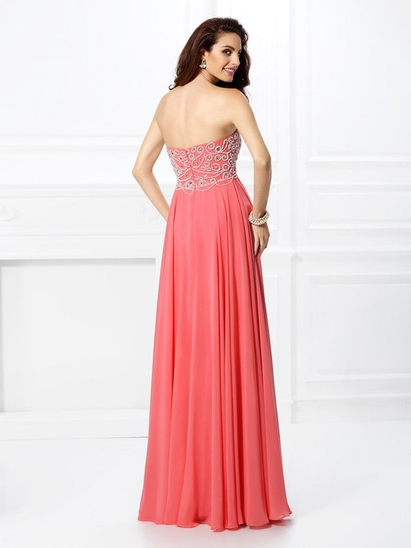 Gorgeous Sweetheart Beading Sleeveless Long Evening Dress Chiffon-ballbellauk