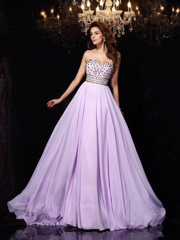 Gorgeous Sweetheart Beading Sleeveless Long Evening Dress Chiffon-ballbellauk