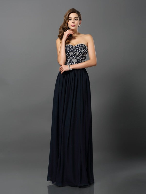 Gorgeous Sweetheart Beading Sleeveless Long Evening Dress Chiffon-ballbellauk