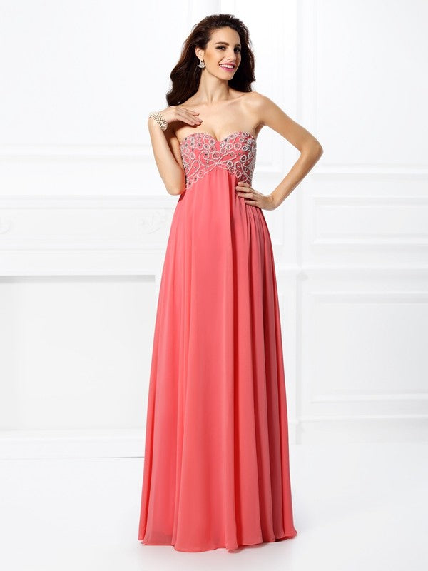 Gorgeous Sweetheart Beading Sleeveless Long Evening Dress Chiffon-ballbellauk