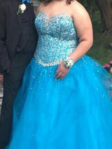 Gorgeous Sweetheart Beading Sleeveless Long Organza Plus Size Prom Dress-ballbellauk
