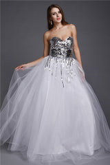 Gorgeous Sweetheart Sequin Sleeveless Long Net Prom Dress-ballbellauk