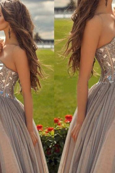Gorgeous Sweetheart Sleeveless Chiffon Beading Long Prom Dress-ballbellauk