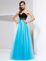 Gorgeous Sweetheart Sleeveless Long Net Prom Dress-ballbellauk