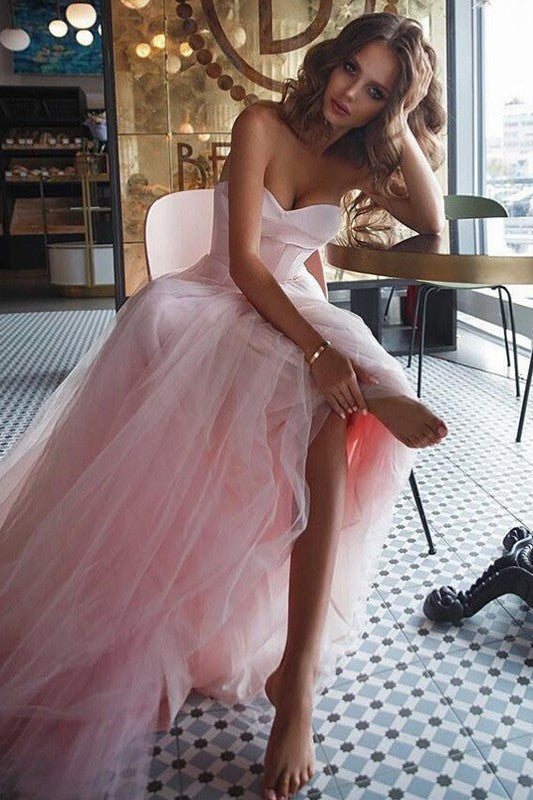 Gorgeous Sweetheart Sleeveless Ruffles Tulle Prom Dress online-ballbellauk