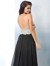 Gorgeous V-neck Beading Sleeveless Long Evening Dress Chiffon-ballbellauk