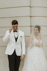 Ivory Sleeveless Straps A-Line Wedding Dresses with Chapel Train-ballbellauk
