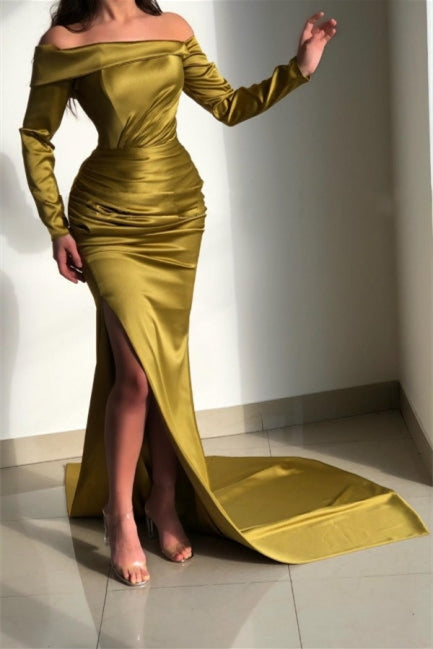 Long Sleeves Split Mermaid Prom Dress UK Court-ballbellauk