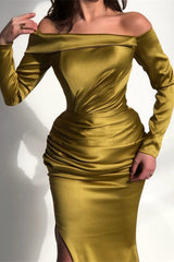 Long Sleeves Split Mermaid Prom Dress UK Court-ballbellauk