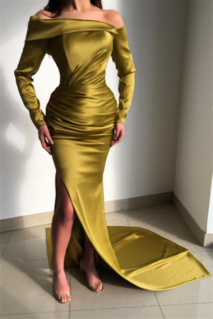 Long Sleeves Split Mermaid Prom Dress UK Court-ballbellauk