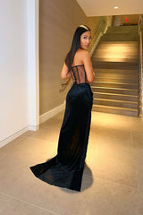 Look Glamorous in Black Sleeveless Tight Mermaid Prom Dress UK - On Sale Now!-ballbellauk