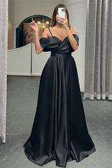 Luxurious A-Line Evening Dress with Spaghetti-Straps & Lace-Up Back-ballbellauk