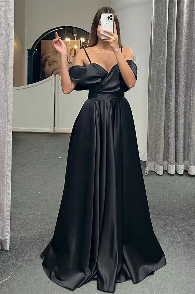 Luxurious A-Line Evening Dress with Spaghetti-Straps & Lace-Up Back-ballbellauk