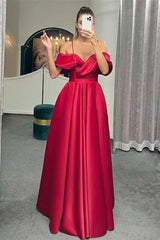 Luxurious A-Line Evening Dress with Spaghetti-Straps & Lace-Up Back-ballbellauk