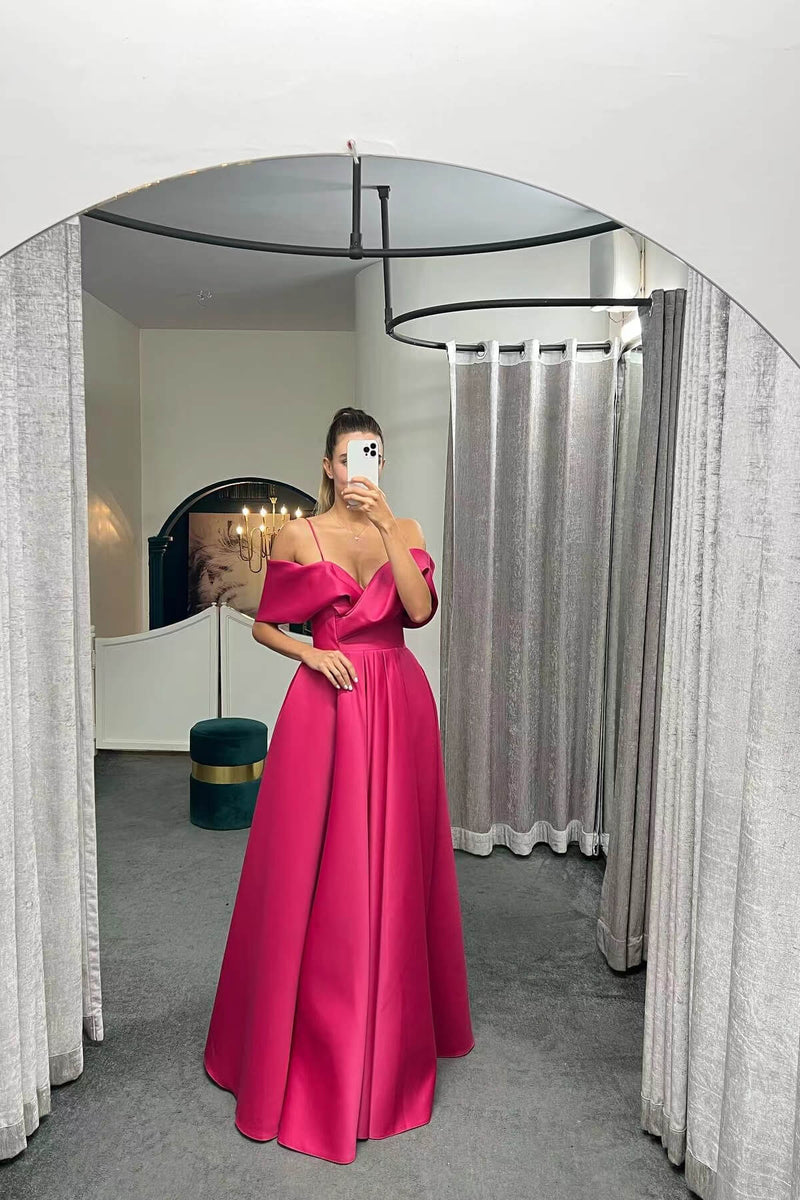 Luxurious A-Line Evening Dress with Spaghetti-Straps & Lace-Up Back-ballbellauk