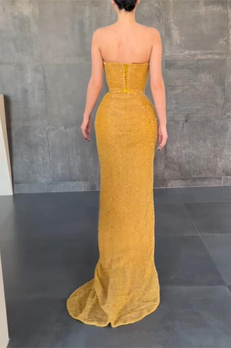Luxurious Sweetheart Long Sequins Mermaid Evening Dress With Split-ballbellauk