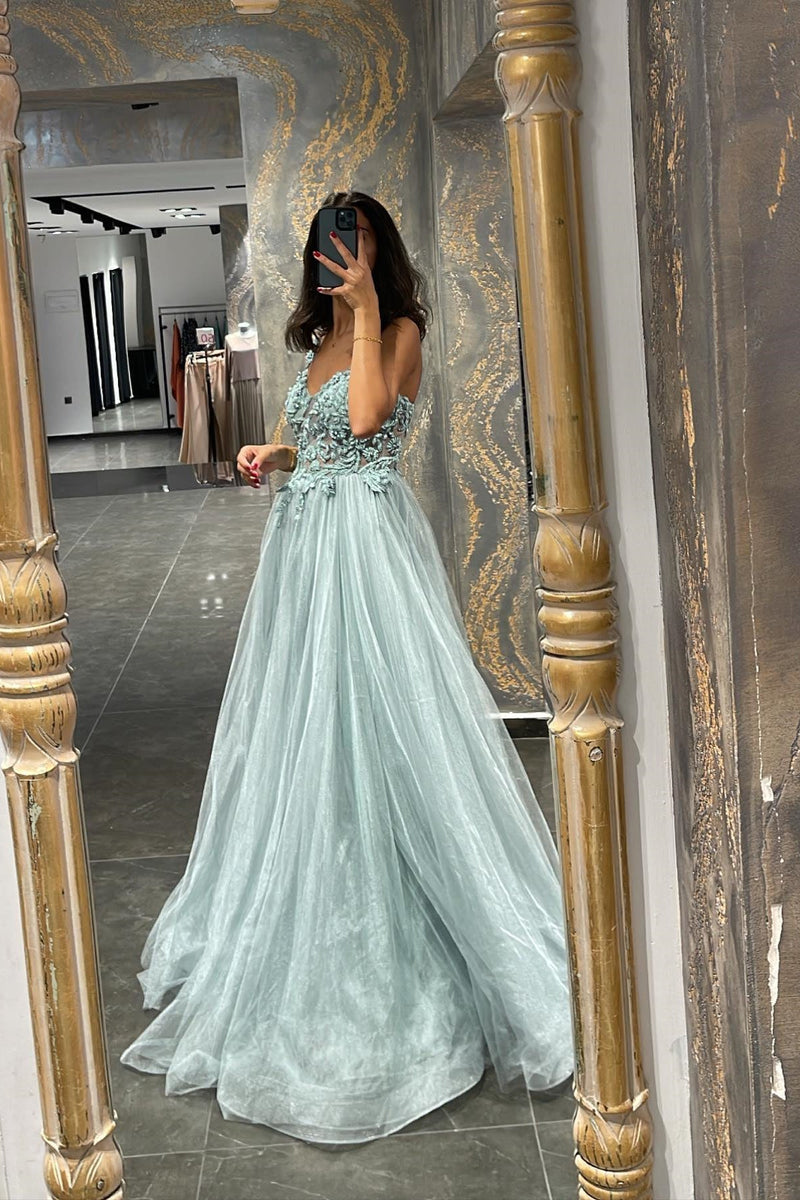 Mermaid Appliques Prom Dress UK with Beadings and Elegant Spaghetti-Straps-ballbellauk