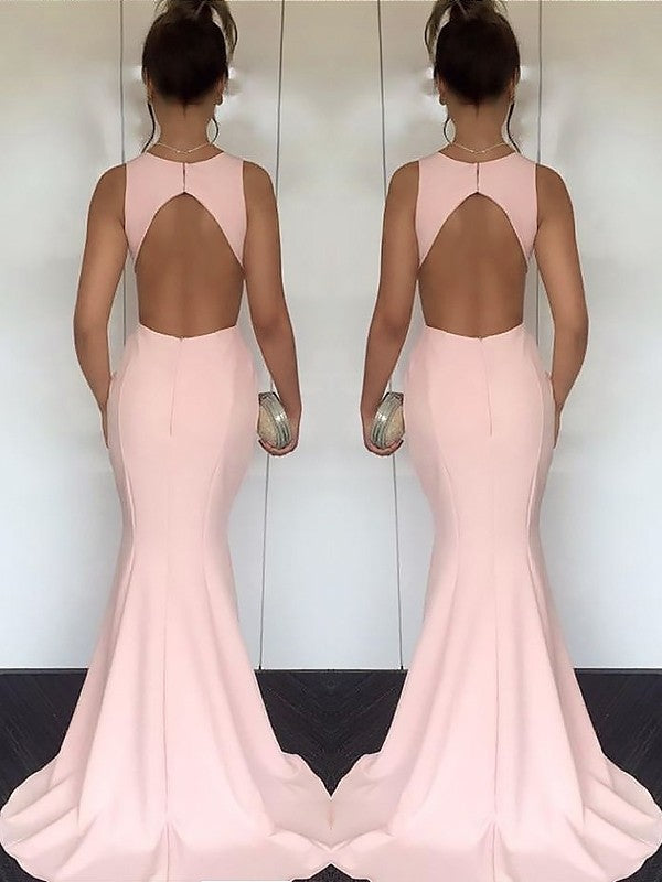 Mermaid Jewel Sleeveless With Ruched Silk like Elegant Evening Dress-ballbellauk