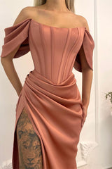 Mermaid Long Prom Dress UK with Off-the-Shoulder and Split-ballbellauk