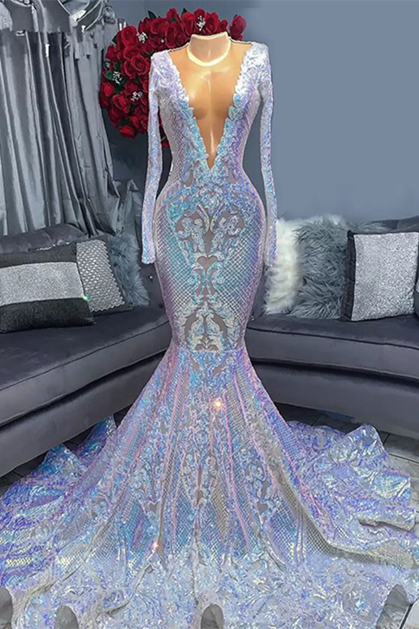 Mermaid Long Sleeve Sequins Prom Dress UK On Sale-ballbellauk