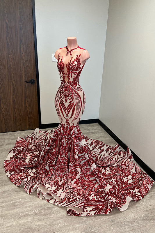 Mermaid Prom Dress UK with Laser Light & Crew Neck Sleeveless Court-ballbellauk