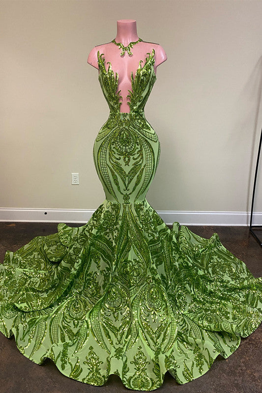 Mermaid Prom Dress UK with Laser Light & Crew Neck Sleeveless Court-ballbellauk