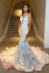 Mermaid Prom Dress UK with Laser Light & Crew Neck Sleeveless Court-ballbellauk