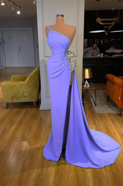 Mermaid Prom Dress UK with Sequins and Spaghetti Straps - One Shoulder & Split-ballbellauk