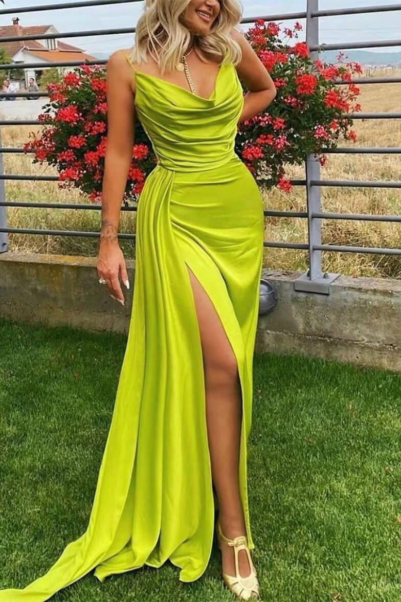 Mermaid Prom Dress UK with Split and Green Spaghetti-Straps-ballbellauk