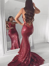 Mermaid Sequins Prom Dress UK with Spaghetti-Straps-ballbellauk