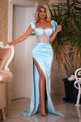 Mermaid Sky Blue Sweetheart Prom Dress UK-ballbellauk