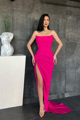 Mermaid Strapless Long Evening Dress With Split-ballbellauk
