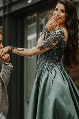 Mermaid Sweetheart Long Long Sleeve Appliques Lace With Side Train Formal Wears-ballbellauk