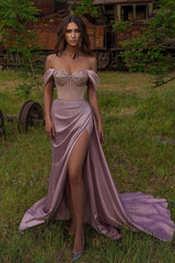 Mermaid Sweetheart Prom Dress UK with Off-the-Shoulder Beadings and Split-ballbellauk