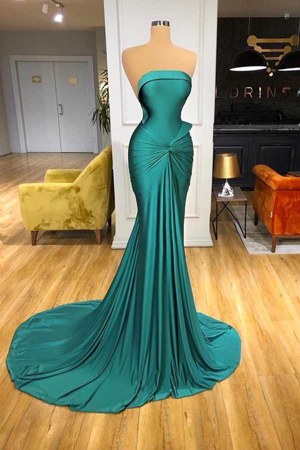 Modern Long Mermaid Evening Prom Dress On Sale Strapless-ballbellauk