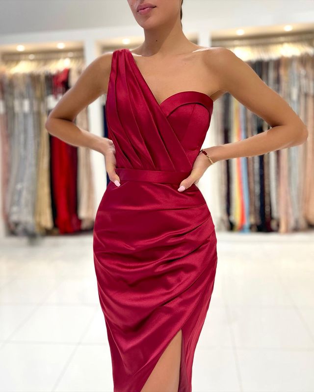 Modern Short Prom Dress On Sale Split One Shoulder-ballbellauk