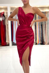 Modern Short Prom Dress On Sale Split One Shoulder-ballbellauk