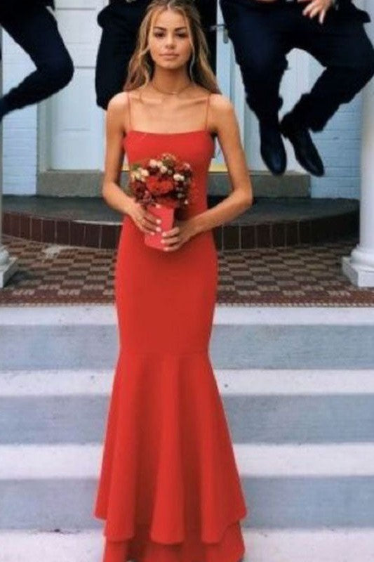 Modern Spaghetti-Straps Sleeveless Long Layers Prom Dress with Satin-ballbellauk