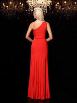 New Arrival One Shoulder Beading Sleeveless Long Spandex Prom Dress-ballbellauk