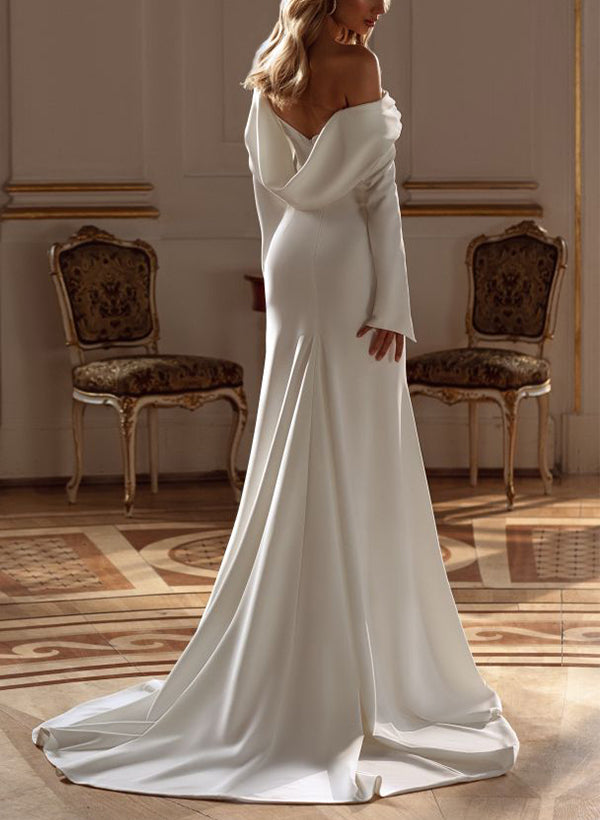 Off-The-Shoulder Mermaid Fitted Wedding Dress-Ballbella