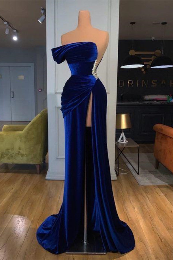 Off-the-Shoulder Mermaid Long Prom Dress With Split-ballbellauk