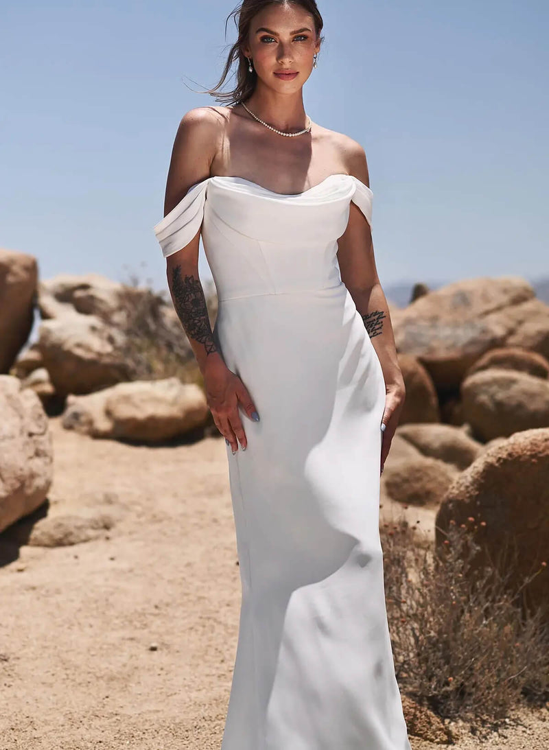 Off-the-Shoulder Wedding Dresses Cowl Neck-Ballbella