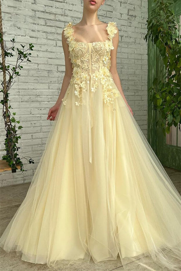 On Sale: Sleeveless Strapless Evening Dress with Mermaid Daffodil Flowers-ballbellauk