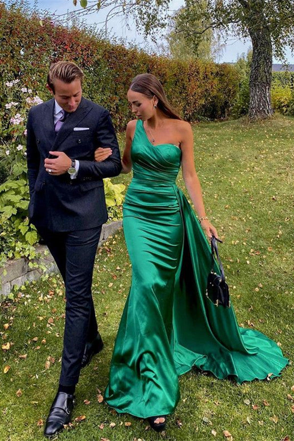 One Shoulder Green Long Prom Dress UK-ballbellauk