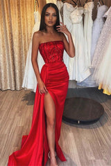 Red Mermaid Prom Dress UK with Appliques-ballbellauk