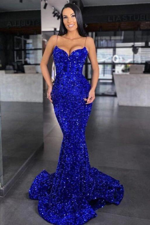 Royal Blue Mermaid Prom Dress UK with Sequins for Sweethearts-ballbellauk