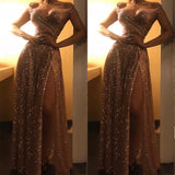 Sequins Chic Off-the-Shoulder Evening Dress with Front Split-ballbellauk