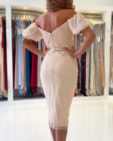 Sequins Short Prom Dress Split Ball DressesOff-the-Shoulder-ballbellauk